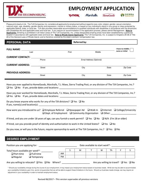 Employment Application Template Microsoft Word