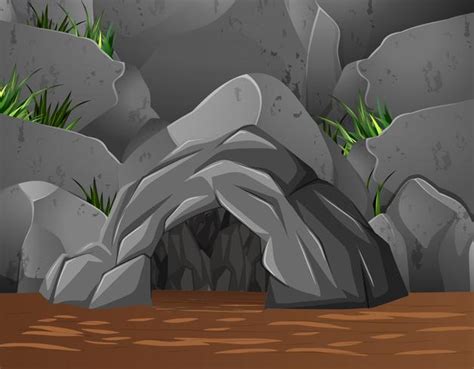 Background Scene With Cave In The Mountain Download Free