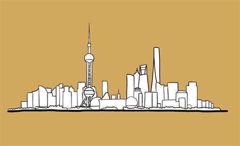 Shanghai Skyline Freehand Drawing Sketch On White Background 3224934