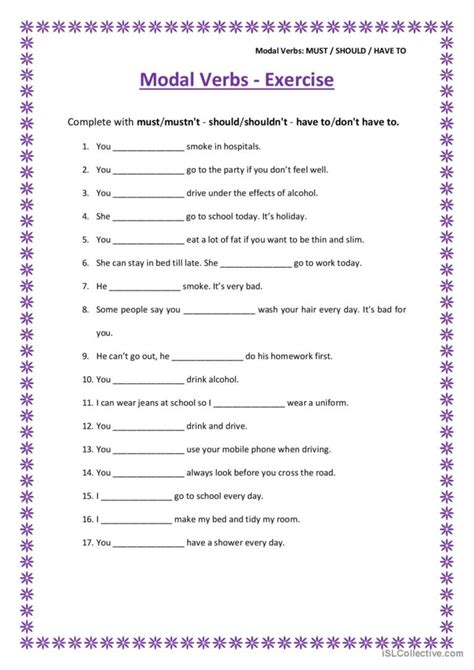 Modal Verbs Must Should Have To English ESL Worksheets Pdf Doc