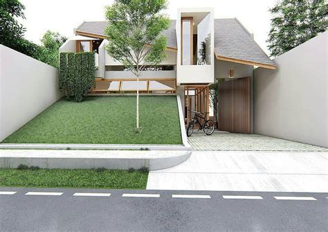 desain rumah minimalis modern ukuran    meter  taman landai