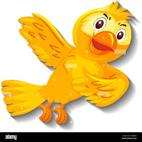 Cute Yellow Bird Cartoon Character Illustration Stock Vector Image