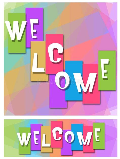 Welcome Colorful Caricature Hand Drawing Lettering With Cloud Stars
