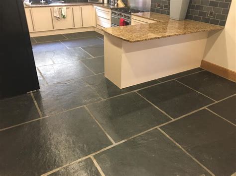 Large Format Slate Kitchen Floor Tiles Renovated In Blackwood