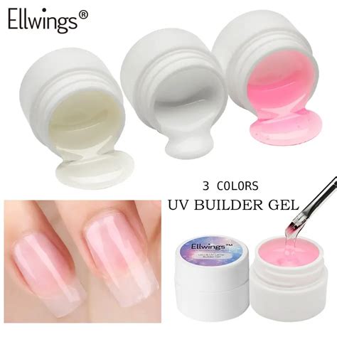 Ellwings False Tips Extension Gel Polish Nail Builder Gel Pink Clear White Color Nail UV Gel