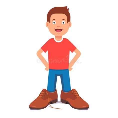 Small Boy Wearing A Tie And Fathers Shoes Stock Vector Illustration