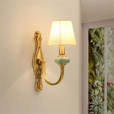 American Country Copper Cloth Hotel Led Wall Lamp European Golden Aisle
