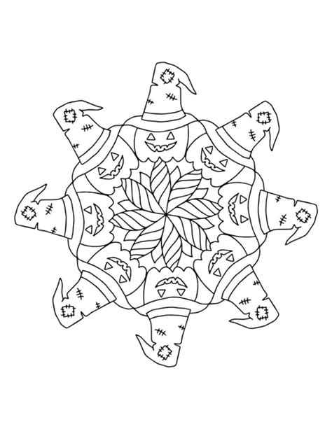 Kolorowanka Mandala Halloweenowa Dyniowa Wiedźma Pobierz wydrukuj lub pokoloruj online już teraz