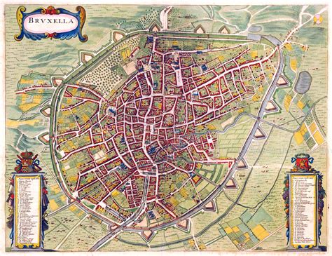 Large Detailed Old Map Of Brussels City 1657 Brussels Belgium