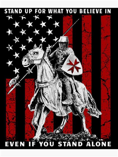 Knight Templar American Flag Crusader Patriotic Usa Poster By Enjooy Redbubble