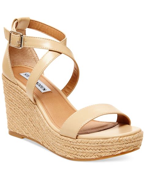 Steve Madden Womens Montaukk Platform Wedge Sandals In Natural Lyst