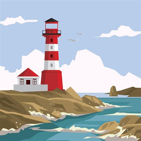 Cove Lighthouse Free Vector 168094 Vector Art At Vecteezy