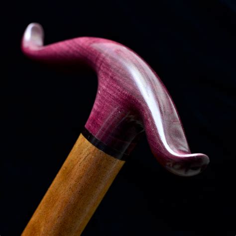 Hand Crafted Handmade Walking Cane In Purpleheart Ebony And Mahogany