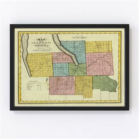 Vintage Map Of Tompkins County New York 1829 By Teds Vintage Art