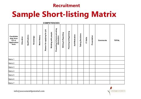 Candidate Selection Matrix Template Download Free Software Blogscommerce