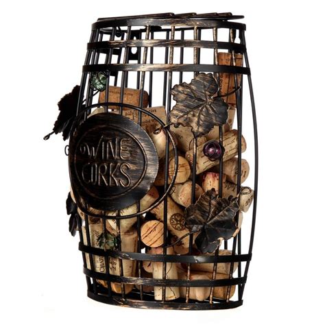 Home X Wall Mounted Metal Wine Cork Holder This Elegant Wine Barrel Shaped 687965254244 Ebay