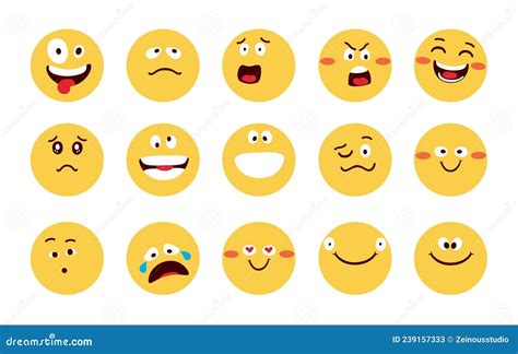 Emojis Character Vector Set Design Emoji Flat In Yellow Faces With