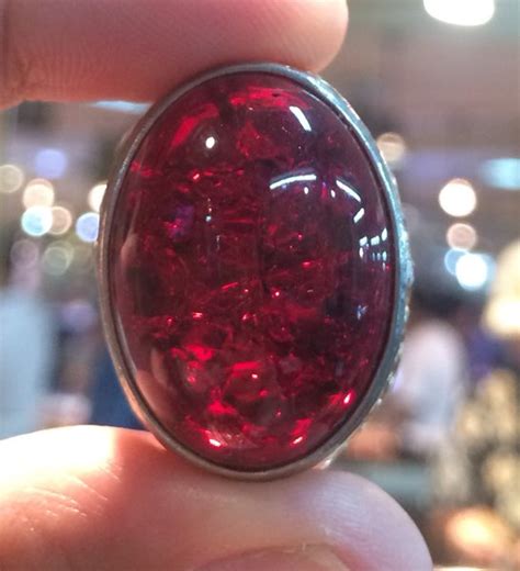 Jual Cincin Titanium Batu Pecah Seribu Merah Siem Siam Big Size HQ Di