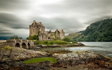 Wallpaper Landscape Sea Water Rock Clouds Scotland Castle