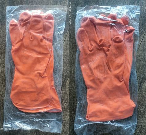 Orange Unisex Industrial Cum Household Rubber Gloves Size Free Size At Rs Pair In Ahmedabad