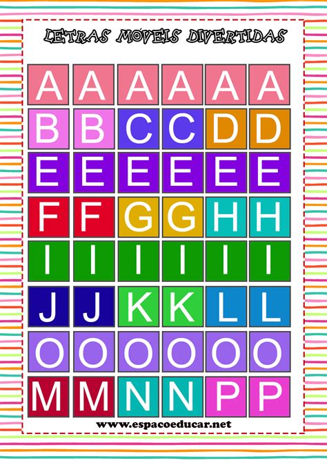 Alfabeto MÓvel Ou Letras MÓveis Coloridas Para Imprimir GrÁtis Atividade De AlfabetizaÇÃo