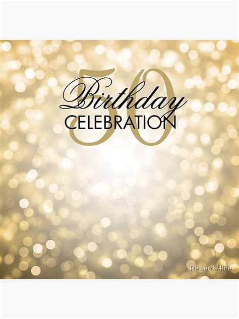 Gold Bokeh Lights Elegant 50th Birthday Backdrop Poster For Sale By