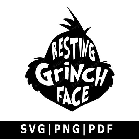 Resting Grinch Face Svg Resting Grinch Png Grinch Silhouette Grinch