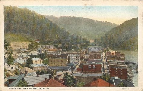 Welch West Virginia Wv Birdseye View Ca 1920s Postcard Virginia
