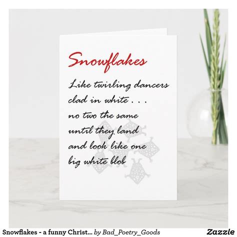 Snowflakes A Funny Christmas Poem Holiday Card Zazzle Christmas Poems Funny Christmas