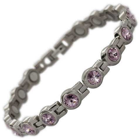 Mps® Titanium Magnetic Bracelet With Genuine Swarovski Crystals Brtsw