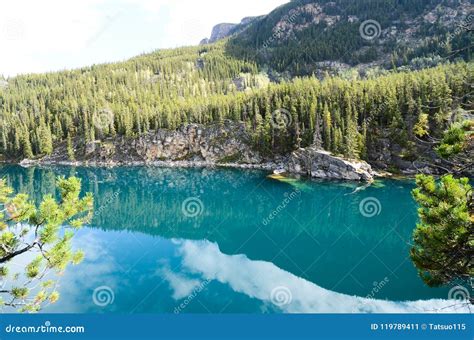 Autumn Scenery Of Horseshoe Lake Canadian Rocky Stock Image Image Of