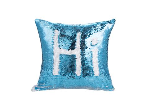 Flip Sequin Pillow Cover Light Blue W White 4040cm Bestsub