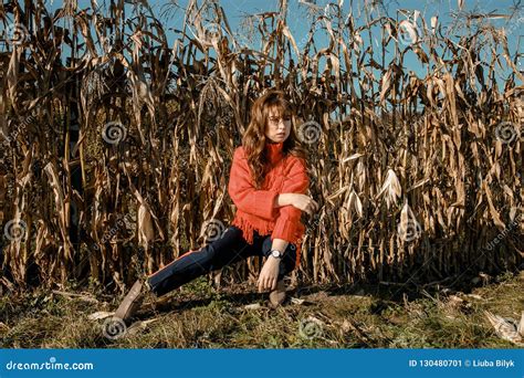 Young Happy Girl Showing Harvested Corn In The Field Stock Image Image Of Nature Church