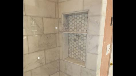 Shower stalls & kits : Marble Carrara Tile bathroom Part 4 Shower niche, a few ...