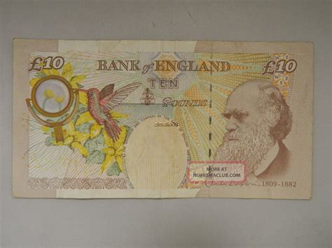 10 Ten Pounds England British Charles Darwin Year 1809 1882 Banknote