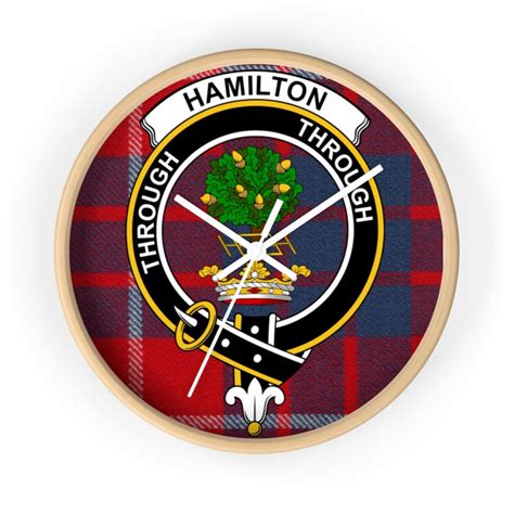 Clan Hamilton Scottish Tartan Crest Clock Etsy