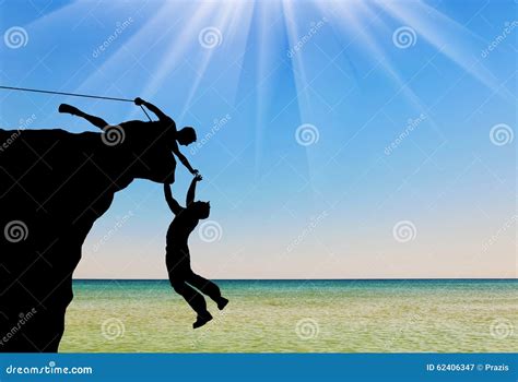 Silhouette Of Two Climbers Stock Image Image Of Outdoor 62406347