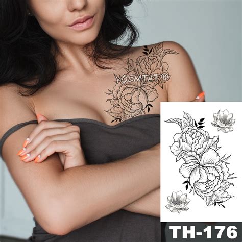 Waterproof Temporary Tattoo Sticker Vine Flower Rose Pattern Water Transfer Under Breast Sternum
