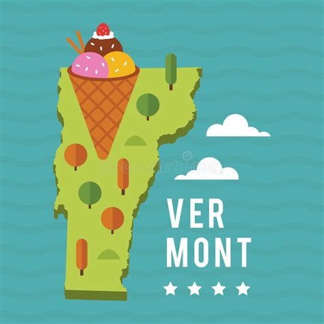 Map Of Vermont State Vector Illustration Decorative Design Stock