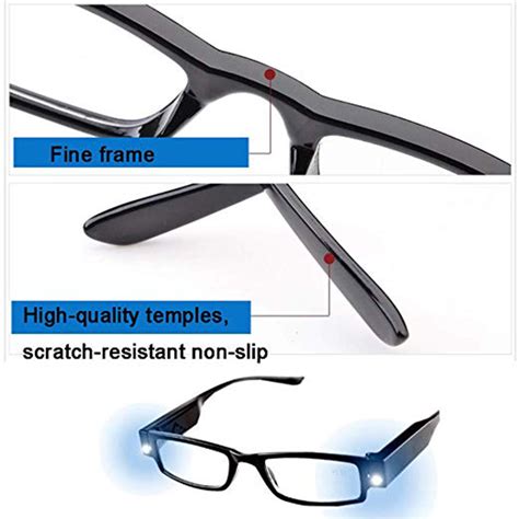 unisex rimmed reading glasses eyeglasses spectacal with led light diopter magnifier