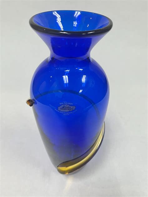 Blenko Glass Vase 2000 Hand Signed By Richard Blenko Ebay