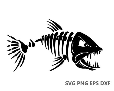 Skeleton Fish Bones Svg Cutting Files Eps Dxf Png Cricut Etsy