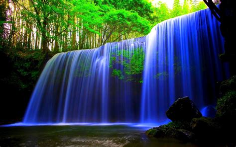 Rainforest Waterfalls Blue Waterfall Forest Wallpapers