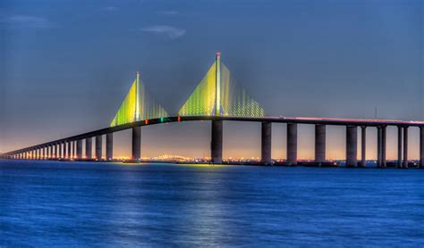 Drive Over Tampa Bay On The Beautiful Sunshine Skyway Bridge