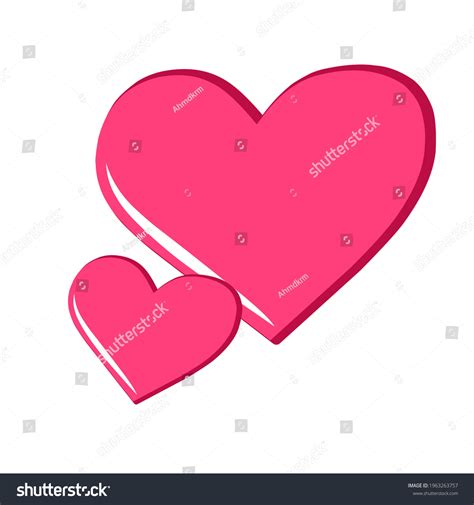 Vector Illustration 2 Pink Hearts Isolated Stock Vector Royalty Free