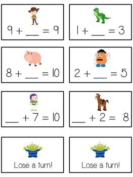Toy Story Math Folder Game Common Core Finding The Missing Part