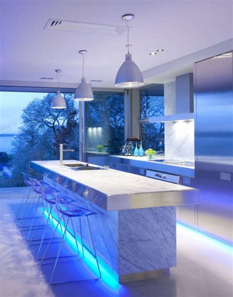 Ultra Modern Kitchen Design With Led Lighting Fixtures