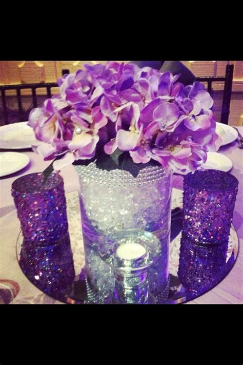 This umbrella centerpiece can be used for a variety of party celebrations. Birthday Party Ideas | Photo 14 of 15 | Wedding centerpieces, Purple wedding, Purple party