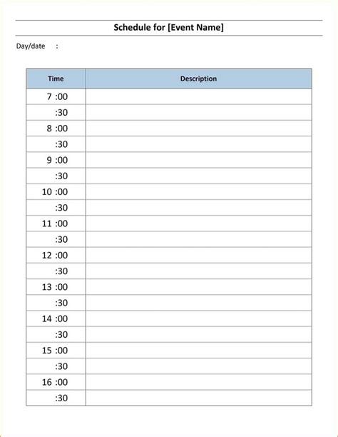 Daily Schedule Template Word On Daily Schedule Worksheet Daily