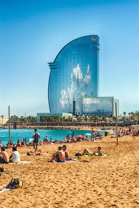 Hotel Vela On Barceloneta Beach Barcelona Catalonia Spain Editorial